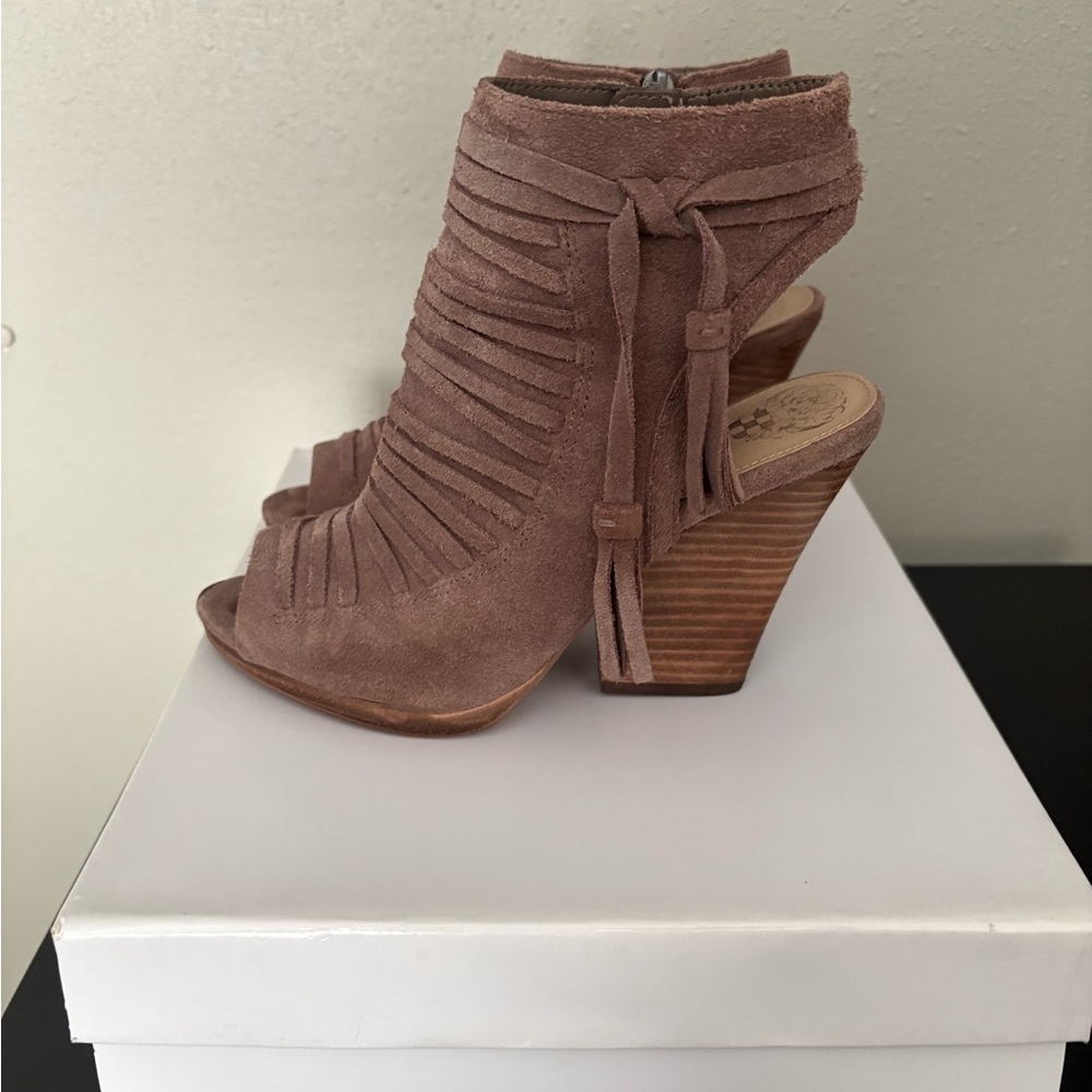 Vince Camuto Women's Suede Peep-Toe Heeled Booties